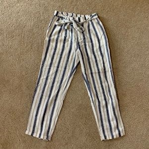 Love Tree Striped Linen Elastic Waist Pant